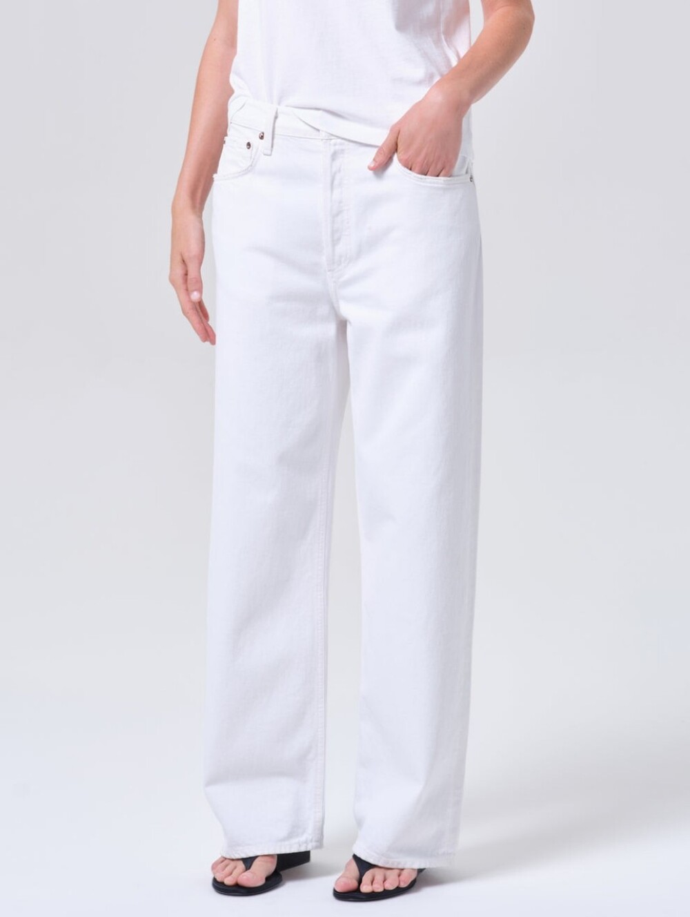 Agolde White Low-Slung Baggy Jeans
